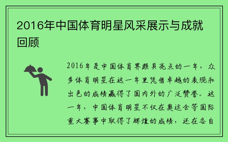 2016年中国体育明星风采展示与成就回顾